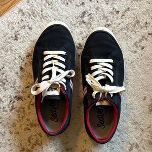 SeaVees Black Sneakers with White and Red Accents